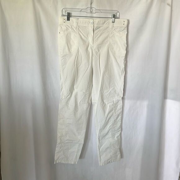 Chico's Women's Light Khaki Stretch Straight Leg White SZ 1 Medium - Picture 1 of 7